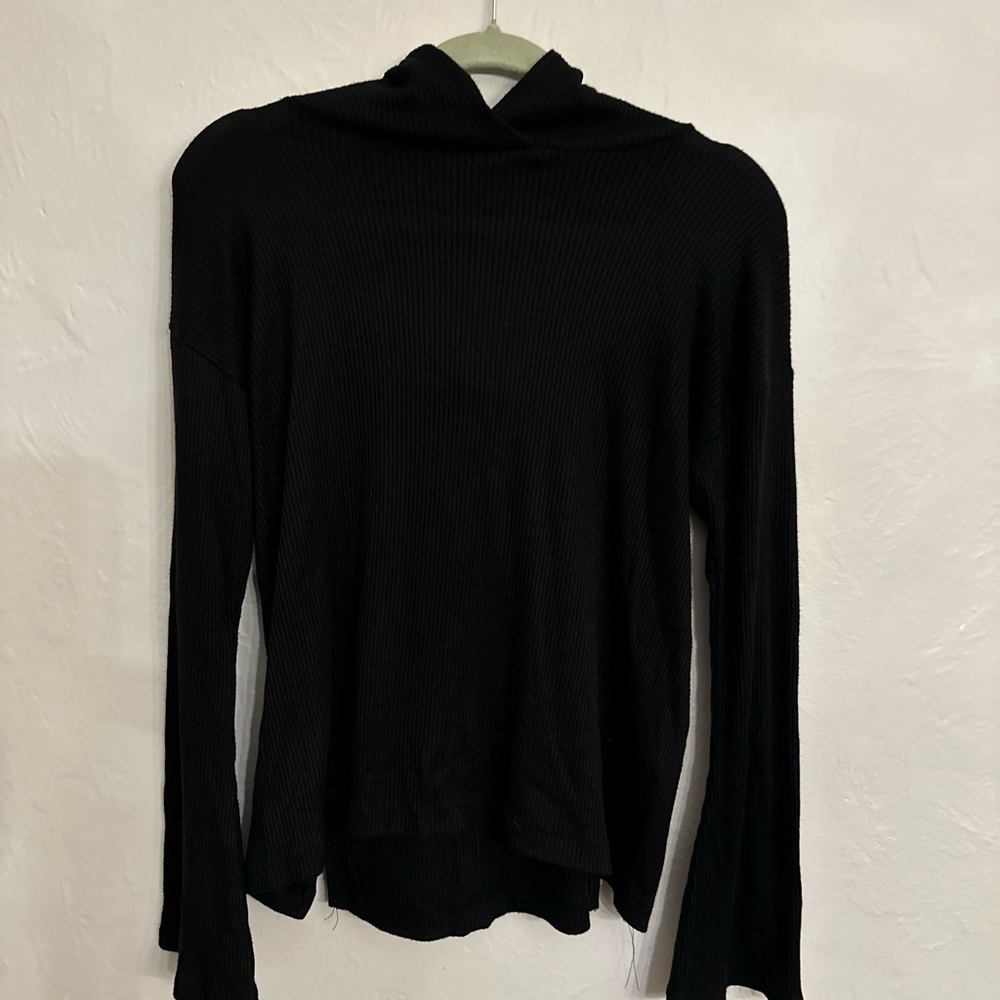 Black Ribbed Long Sleeve Rag & Bone Hoodie